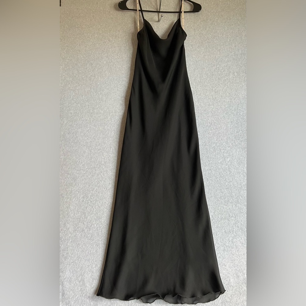 Dorothy Perkins Womens Black Slip Dress Size 8 Maxi Gown